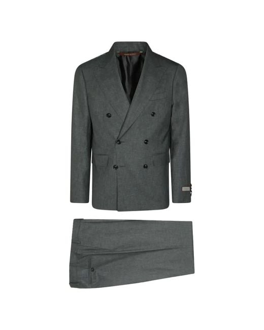 Canali Gray Double-Breasted Wool Suit for men