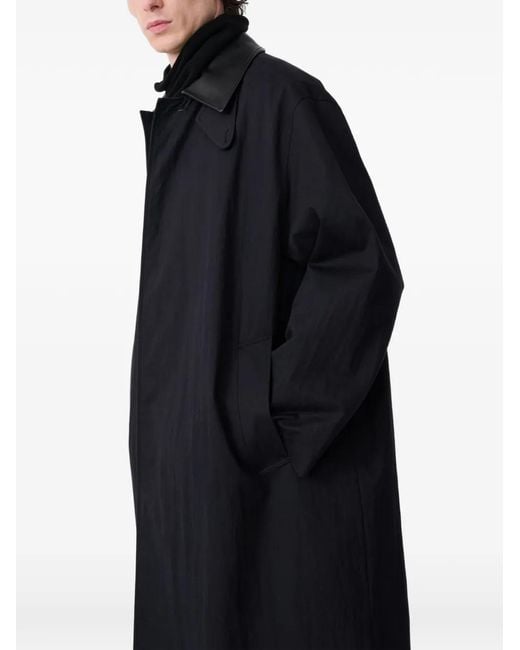 Studio Nicholson Blue Leather-Collar Trench Coat for men