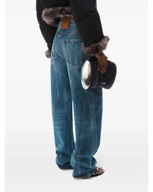 Alexander Wang Blue Logo-Patch Ballloon Jeans