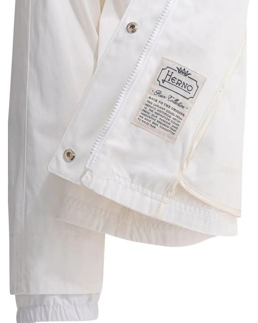 Herno White High-Neck Panelled Cape