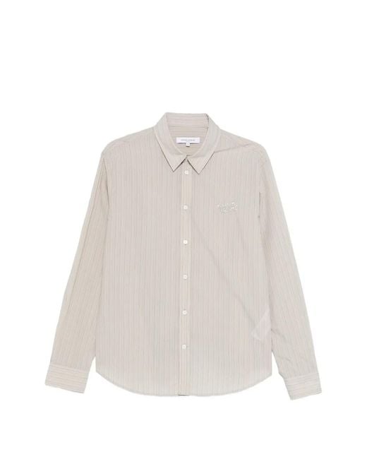 Maison Kitsuné White Stripe-Pattern Shirt for men