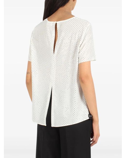 P.A.R.O.S.H. White Rhinestone-Embellished Blouse