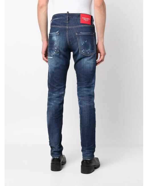 Vaqueros Slim Con Efecto Envejecido DSquared² de hombre de color Blue