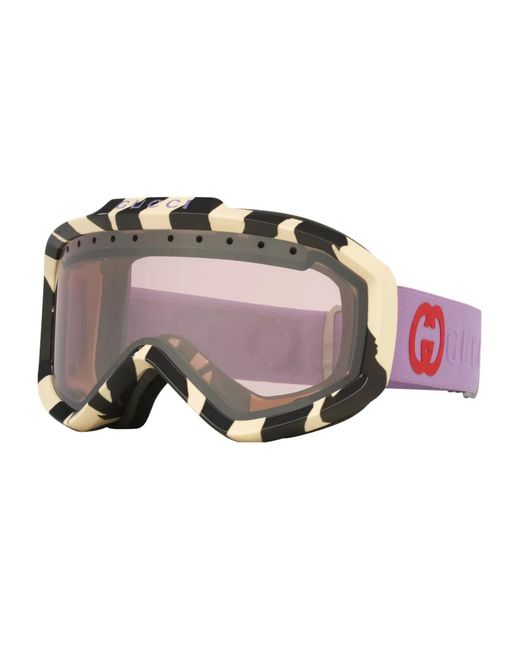 Gucci Brown Striped Ski Goggles