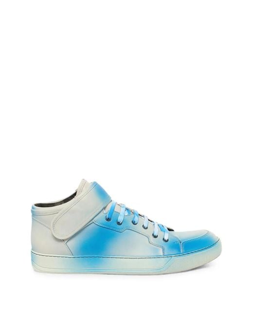 Lanvin Blue Midtop Touch-Strap Lace-Up Sneakers for men