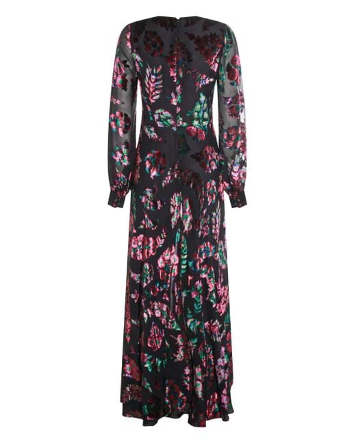 Etro Blue Floral-Velvet Maxi Dress