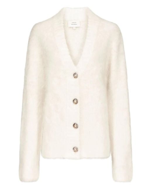 Loulou de Saison White Lynn Hairy V-Neck Cardigan