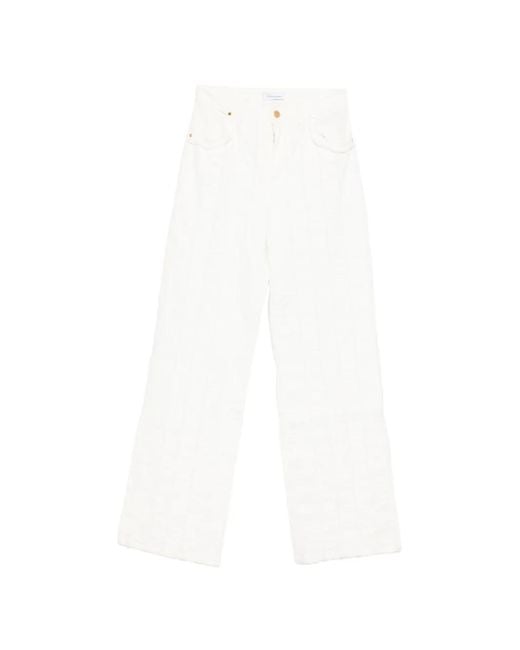Blumarine White Fringed Jeans
