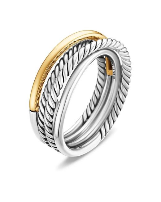 David Yurman Metallic 18Kt And Sterling Crossover Band Ring (6.8Mm)