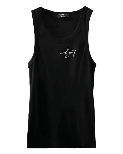 WHYAT Black Signature-Logo Tank Top for men