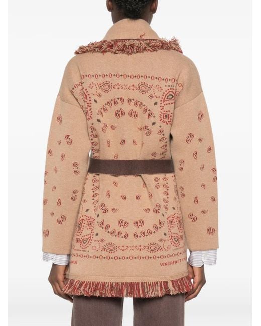 Alanui Brown Bandana Print Cardigan