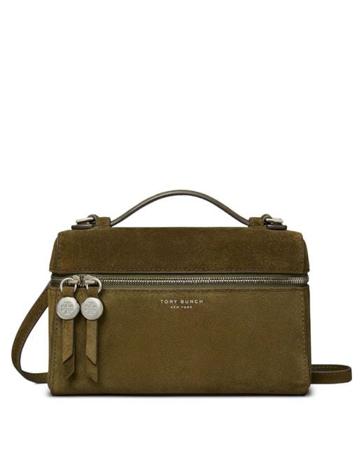Tory Burch Green Romy Suede Slim Top-Handle