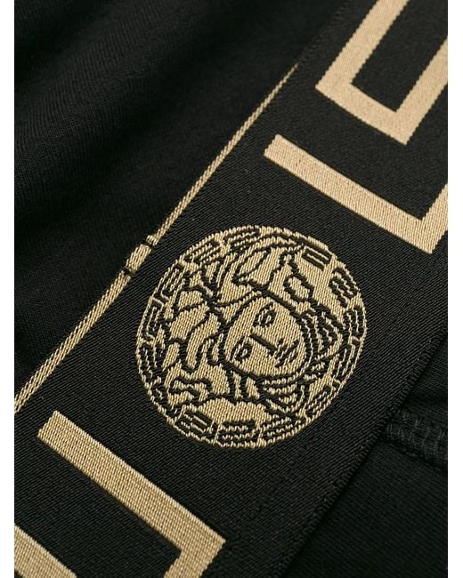 Versace Black Greca Border Low Rise Boxer Trunks for men