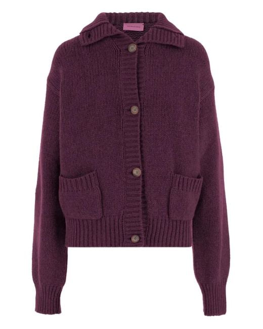 Magda Butrym Purple Buttoned Patch-Pocket Cardigan