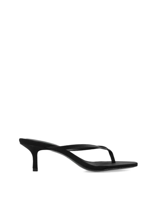 Black Suede Studio Black Tash Thong-Strap Sandals