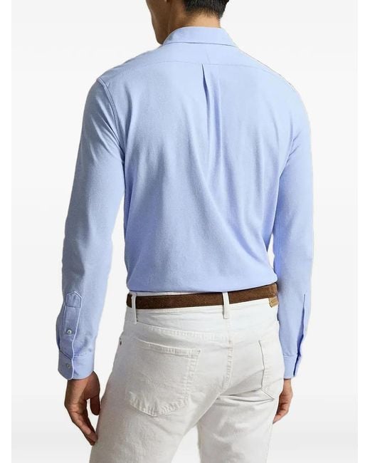 Polo Ralph Lauren Blue Logo-Embroidered Button-Down Shirt for men