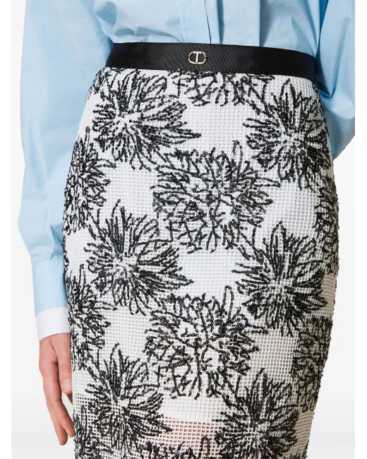 Twinset Gray Midirock Mit Pailletten