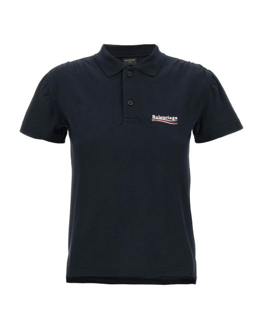 Balenciaga Black Logo Embroidery Polo Shirt