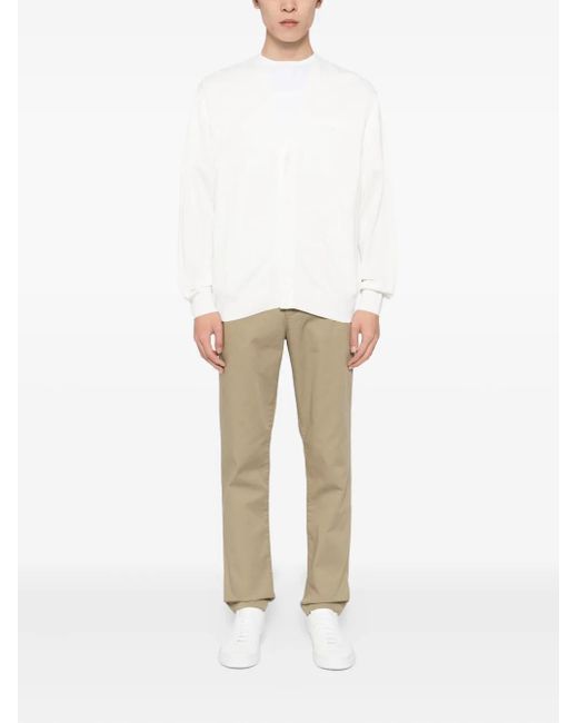 Lacoste White Ribbed-Knit Cardigan for men
