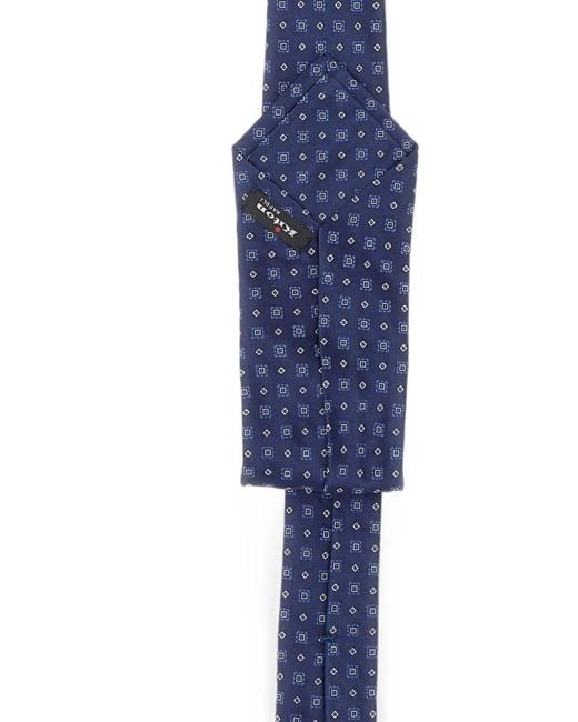 Kiton Blue Micro-Geometric Silk Tie for men