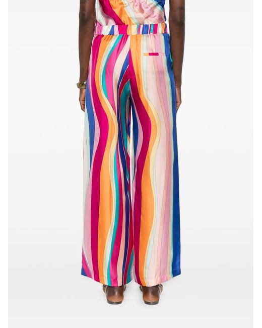 Marella White Opossum Abstract-Print Trousers