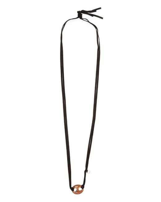 OAMC Black Statement-Pendant Leather Necklace for men