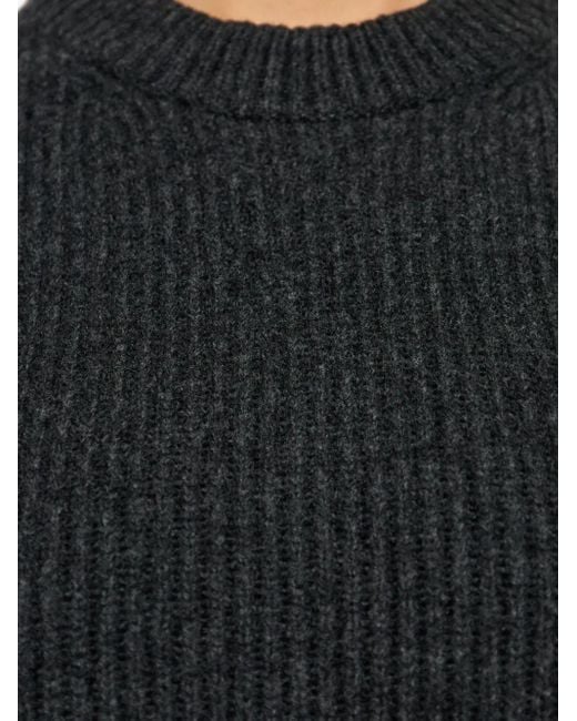 Alexander Wang Black Ribbed Long-Sleeves Midi Dress