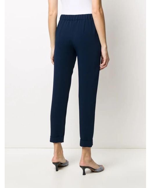 P.A.R.O.S.H. Blue Elasticated Slim-Fit Trousers