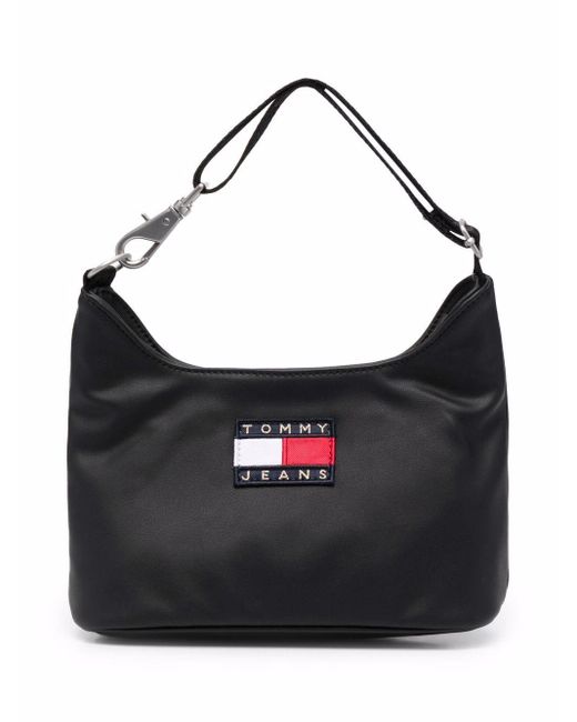 Tommy Hilfiger Synthetic Logo-patch Shoulder Bag in Black - Lyst