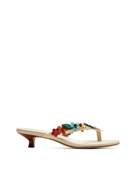 COACH Metallic Floral-Aplique Kitten-Heel Sandals
