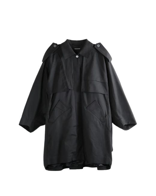 Kiko Kostadinov Black Epaulette-Detail Panelled Coat