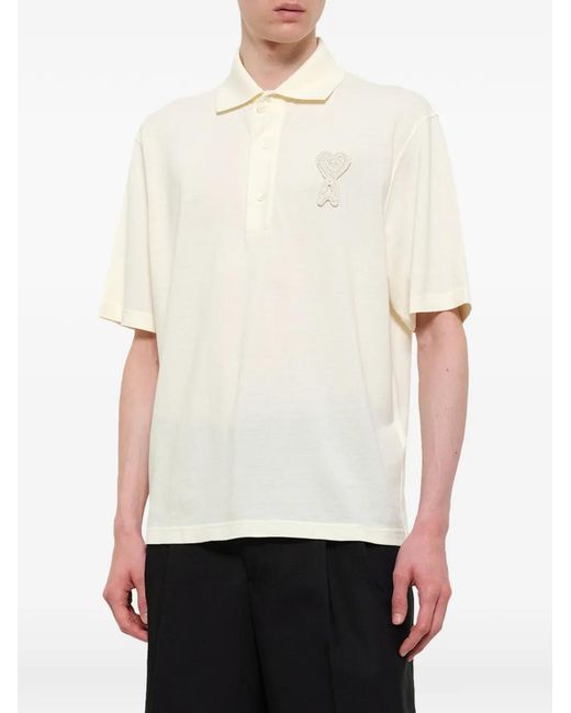 Polo Ami De Coeur À Logo Brodé AMI en coloris White