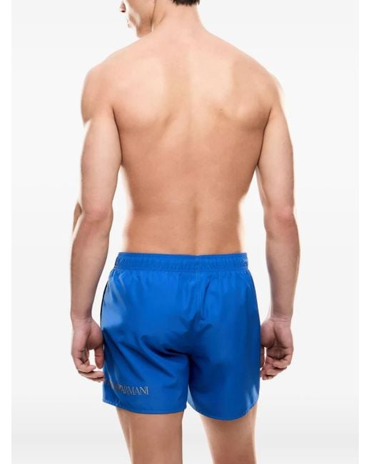 EA7 Blue Logo-Print Swim Shorts for men