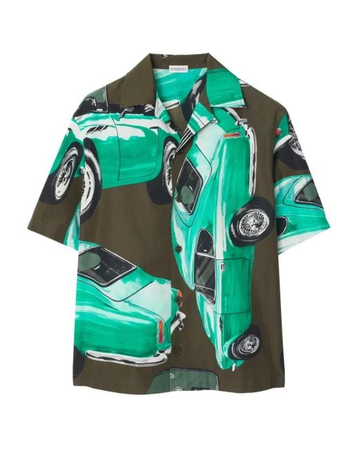 Camicia Con Stampa di Burberry in Green da Uomo