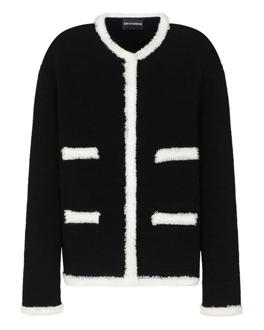 Emporio Armani Black Crewneck Blazer Jacket