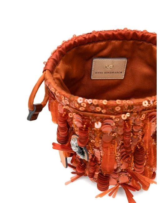 Anya Hindmarch Red Sequin-Embellished Crystal-Detail Crossbody Bag