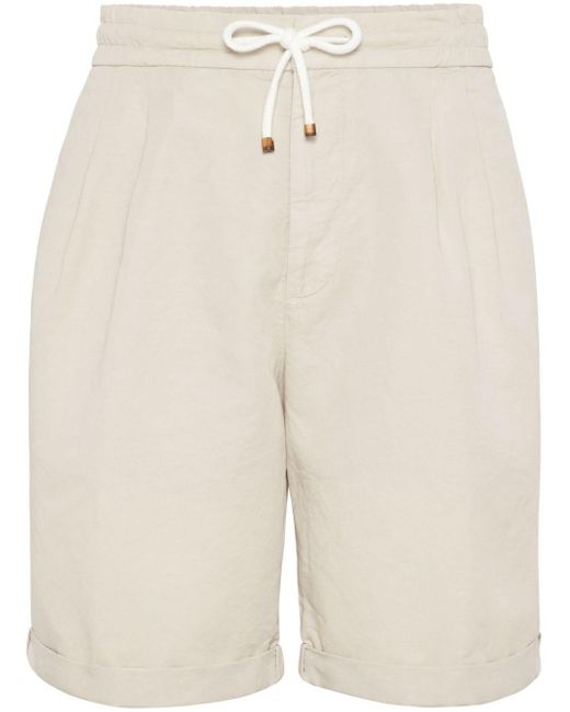 Brunello Cucinelli Natural Drawstring-waistband Knee-length Bermuda Shorts for men