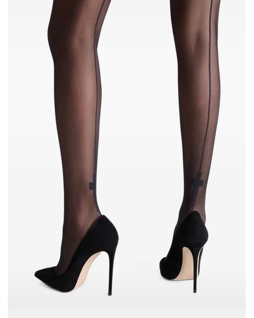 Scandale Gray 20D Jacquard-Cross Seamed Stockings