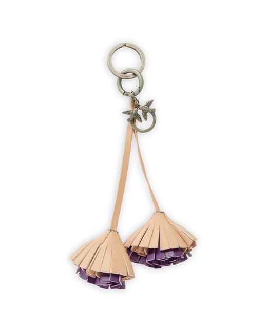 Pinko White Keyring Charm With Flowers