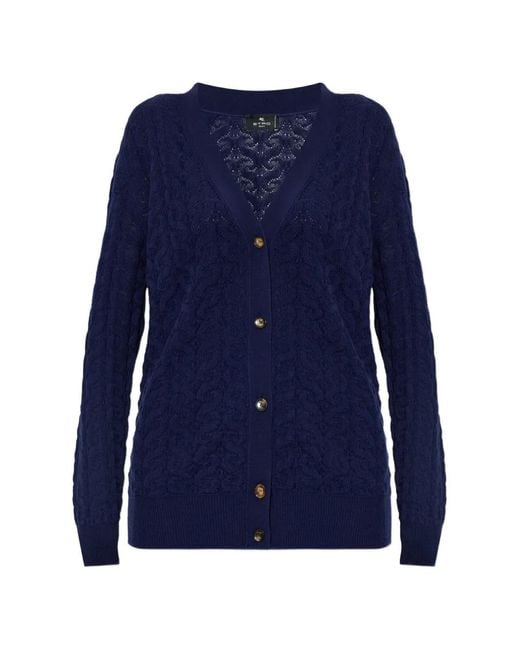 Etro Blue Wool Cardigan