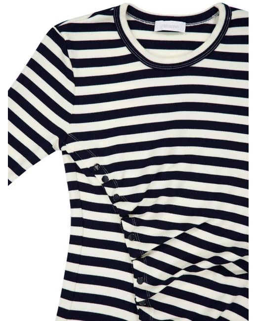Rabanne Blue Striped Button-Detail Top
