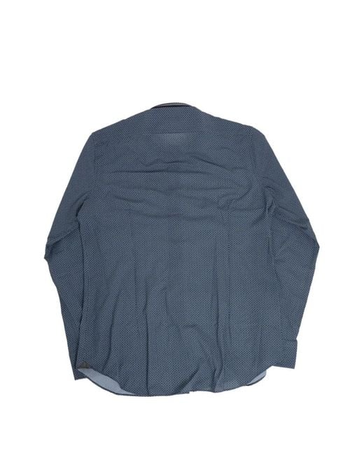 Corneliani Blue Patterned Stretch Shirt for men