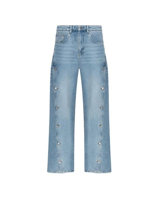Gestuz Blue X Barbie Button-Detail Embroidered Jeans