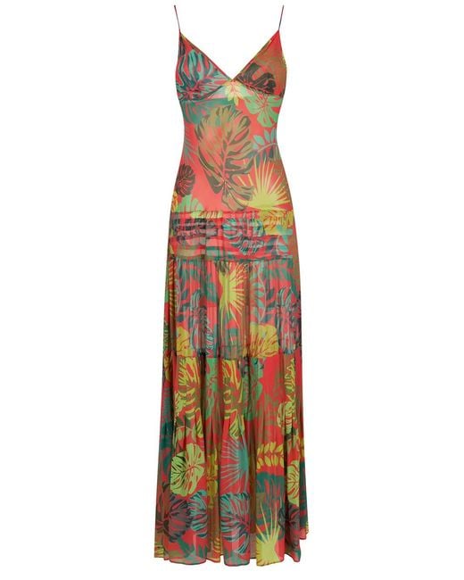 Amir Slama Red Palm Leaf Print Maxi Dress