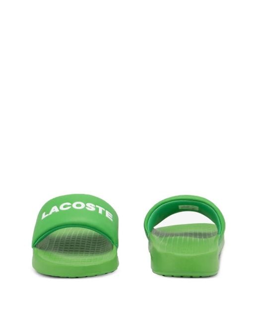 Lacoste Green Logo-Embossed Slides