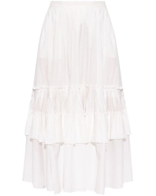 Munthe White Tiered Organic Cotton Skirt