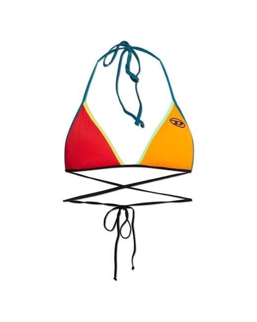 DIESEL Red Trisha-D-Pop Logo Triangle Bikini Top