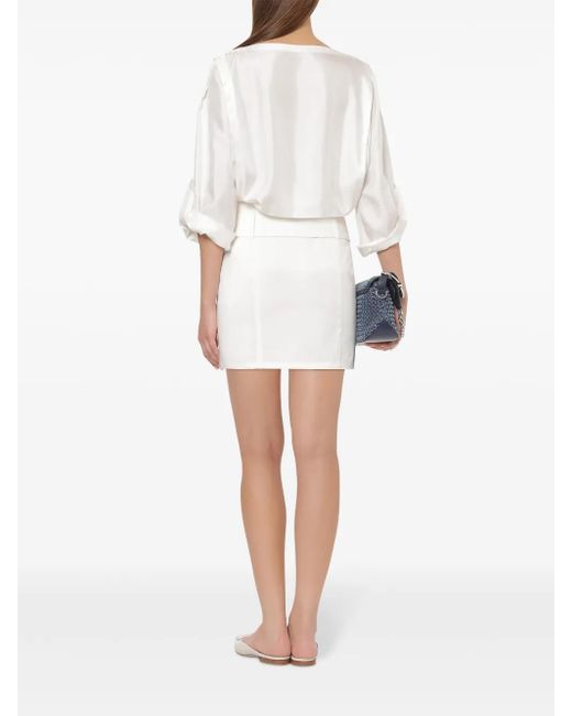 Alberta Ferretti White Stretch-Cotton Mini Skirt