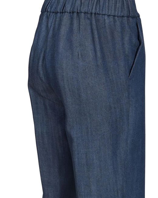 Al Duca D'aosta Blue Chambray Wide-Leg Trousers