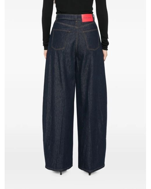 Thelatest Blue Pleated-Detail Wide-Leg Jeans